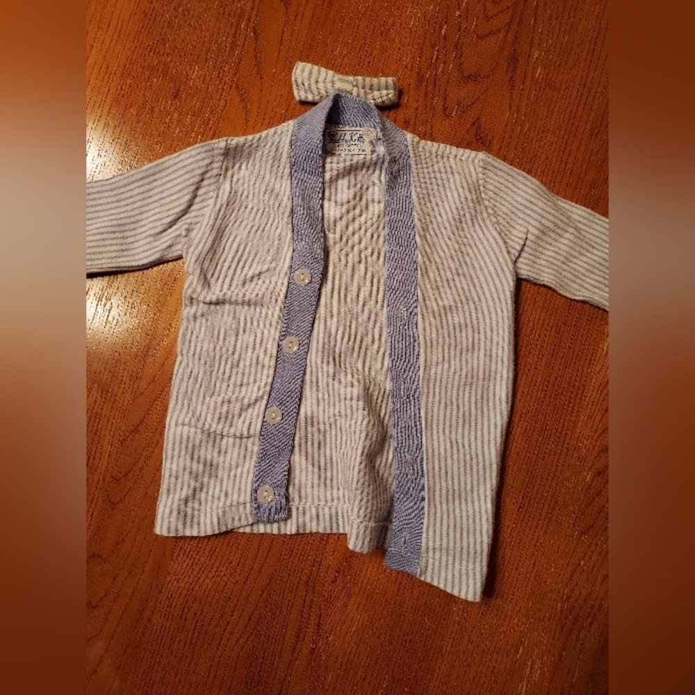 Vintage toddler boy's striped jacket and matching bow tie